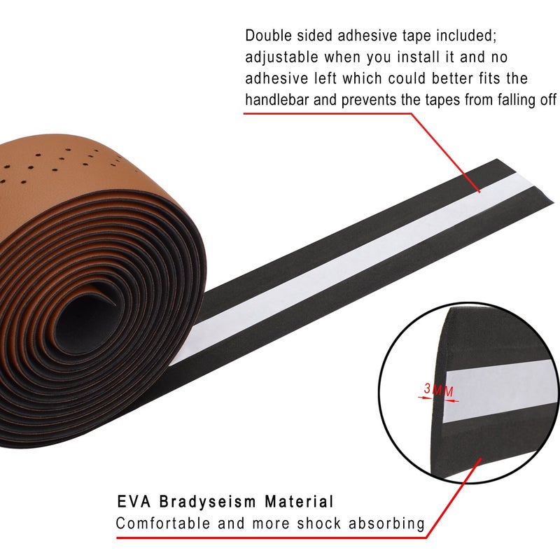 TOPCABINÂ® Camouflage Series Comfort Gel Road Bike Handlebar Tape Bike Bar Tape with Reflective Bar Plugs (Brown(PU a Pair)) - Image 2